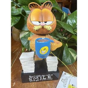 Vintage PAWS Garfield Bobblehead Figurine Coffee Mug Start Each Day With a Smile